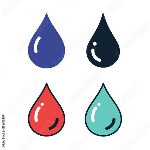 Varied Drops: A Colorful Icon Set for Water, Liquid, and Purity
