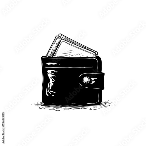 Wallet with credit cards icon illustration sketch monochrome payment method