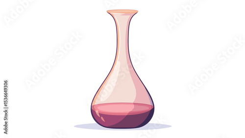 A digital illustration of a tall, slender glass decanter with a long neck and a bulbous bottom. The decanter is primarily transparent, but shows a pinkish hue, particularly concentrated at the