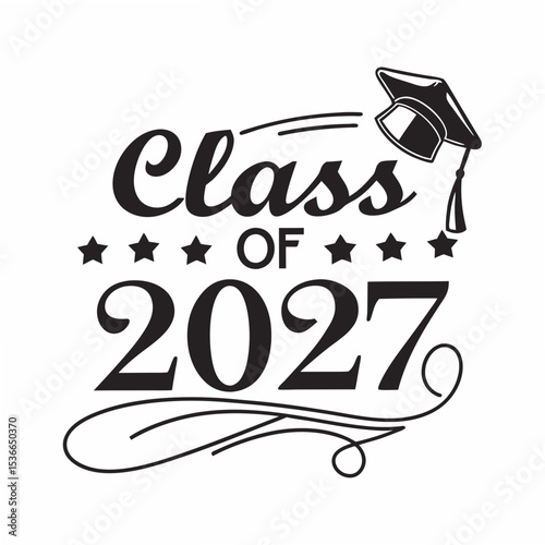 Class of 2027 graduation design element with transparent background
