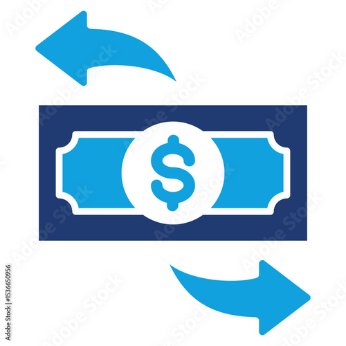 Money Transfer Flat Blue Icon