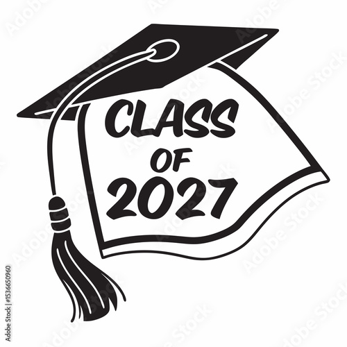Class of 2021 graduation cap design black and white illustration