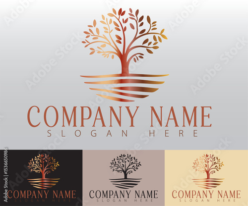 A unique circle tree logo illustration expressing growth, vitality, and wellness.