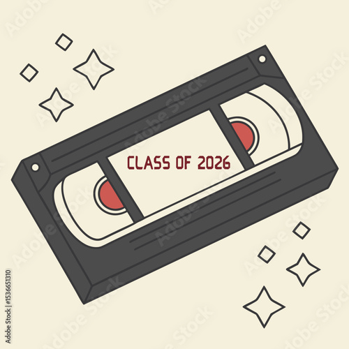 Class of 2026 vhs graduation video tape retro design