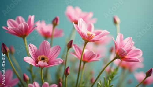 Blooming pink flowers in a serene garden during daytime