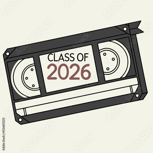 Class of 2026 vhs tape graduation design retro nostalgia