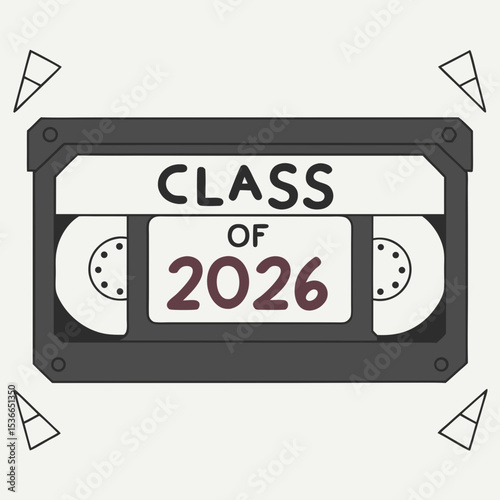 Class of 2026 vhs graduation design retro video cassette tape