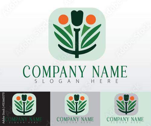 A fresh and modern vegan food logo illustration for stickers and labels.