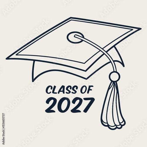 Class of 2027 graduation cap design illustration