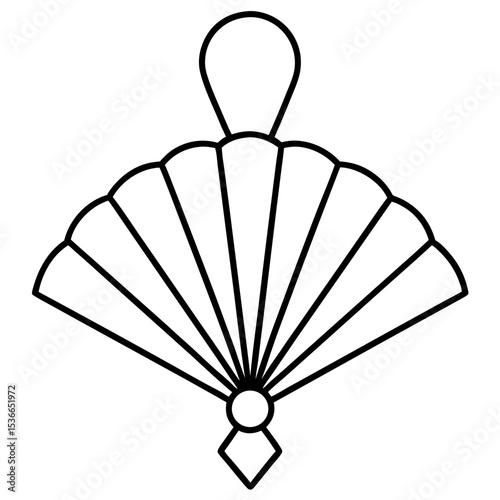 Line Art Fan Pendant Vector