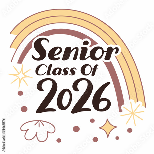 Senior class of 2026 rainbow design graduation