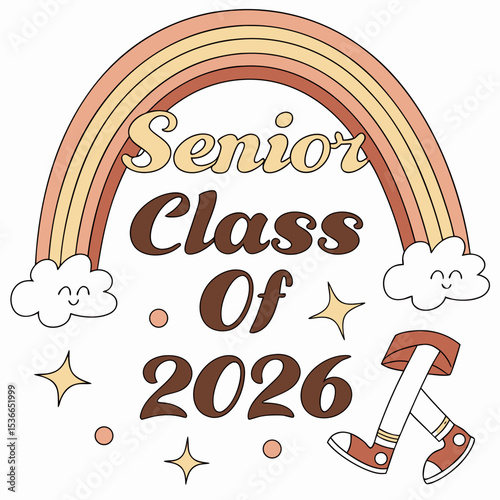 Senior class of 2026 rainbow graduation design