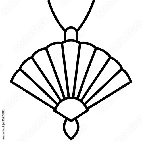 Line Art Fan Pendant Vector