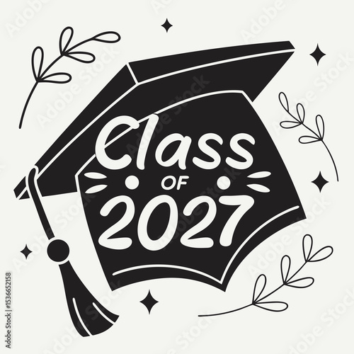 Class of 2027 graduation cap design illustration