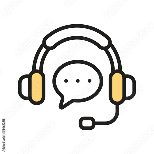 Customer support icon designed in filled linear style