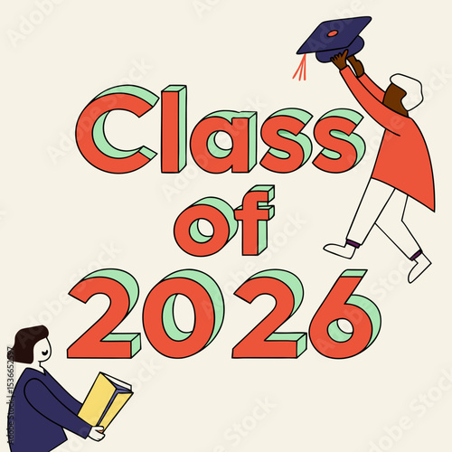 Class of 2026 graduation celebration illustration design