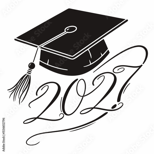 Graduation cap 2021 class of design element