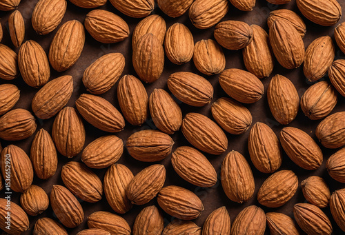 Almond Nuts Flat Lay with Patterned Arrangement on White Background
