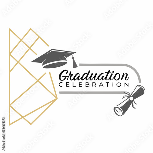 Graduation celebration design graduate cap diploma geometric frame