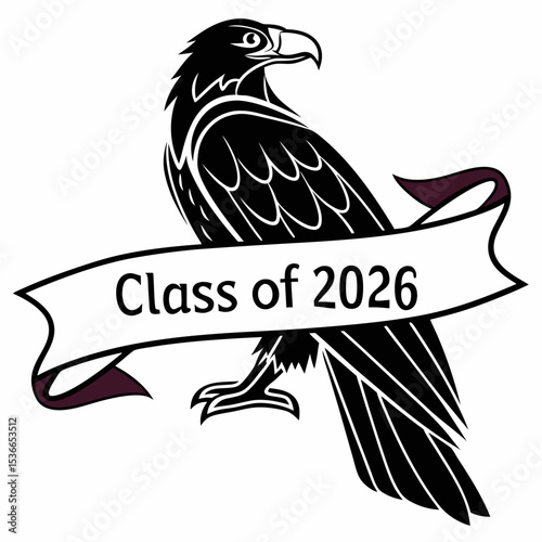 Class of 2026 eagle mascot graduation design black and white