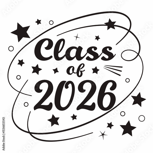 Class of 2026 graduation design stars swirls