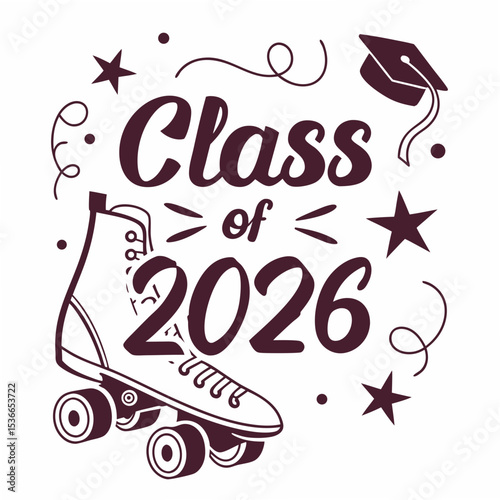 Class of 2026 graduation design roller skate graphic