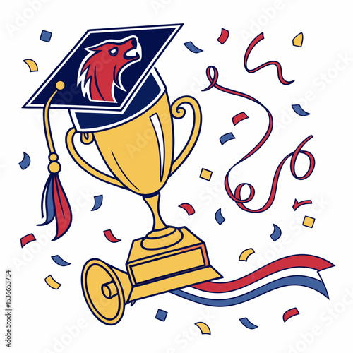 Graduation trophy celebration award winning achievement success