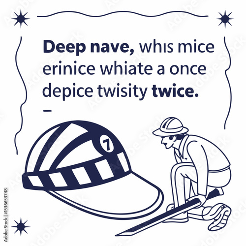 Man searches for something under a large striped hat number seven