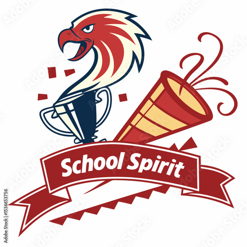Celebrate school spirit with eagle mascot trophy and party popper