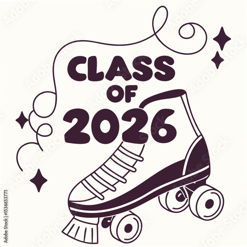 Class of 2026 graduation design roller skate graphic