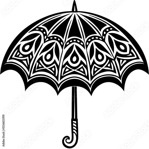 black umbrella isolated on white