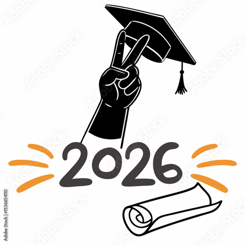 Class of 2026 graduation peace sign design illustration