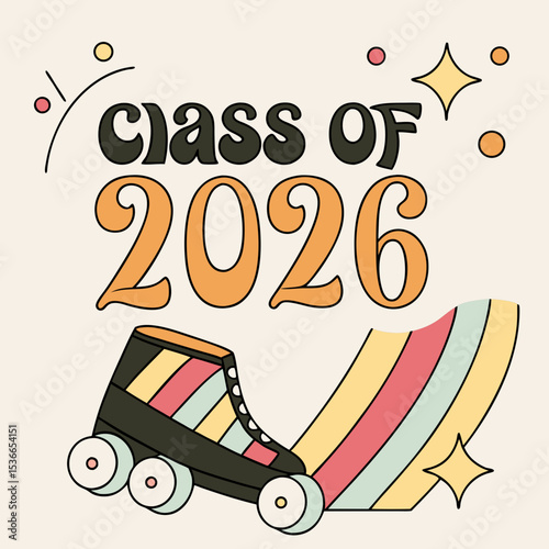 Class of 2026 retro roller skate graduation design