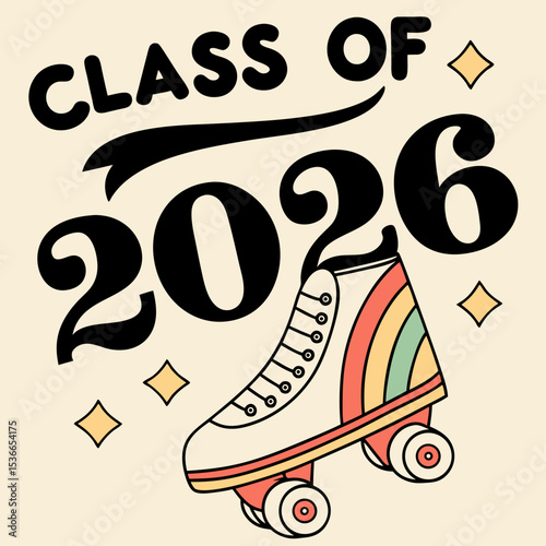 Class of 2026 retro roller skate graduation design