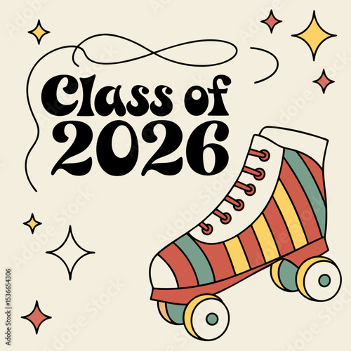 Class of 2026 retro roller skate graduation design