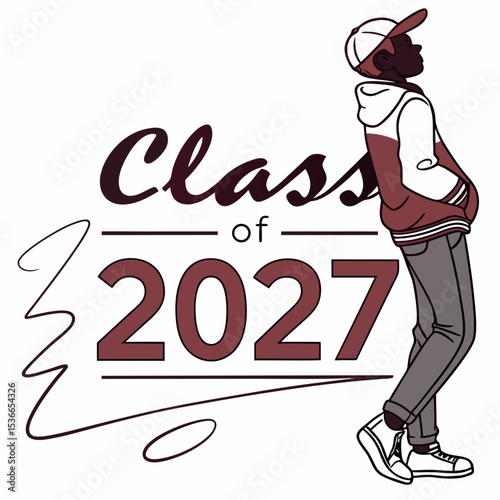 Class of 2027 graduate illustration stylish design