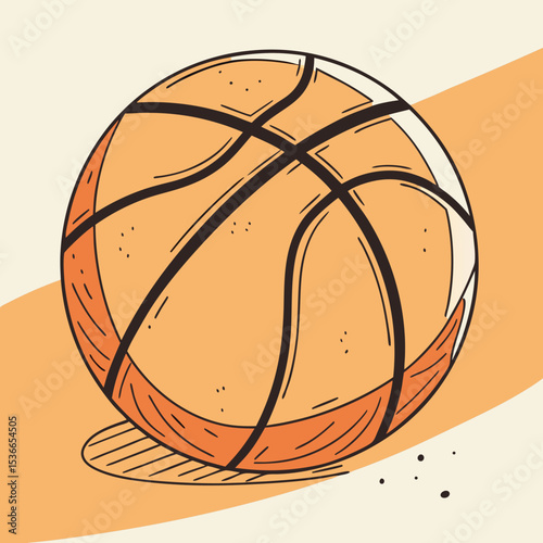Basketball illustration with orange accents on a minimalist background  