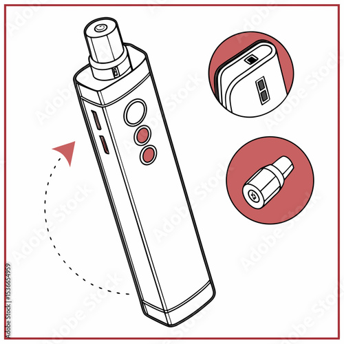 Vaporizer device illustration featuring detailed components and design