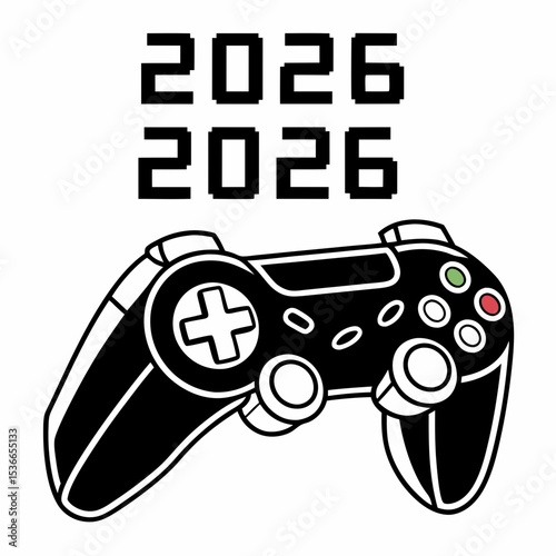 2026 new year gaming controller pixel art design