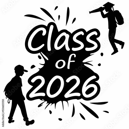 Class of 2026 graduation design silhouettes students future