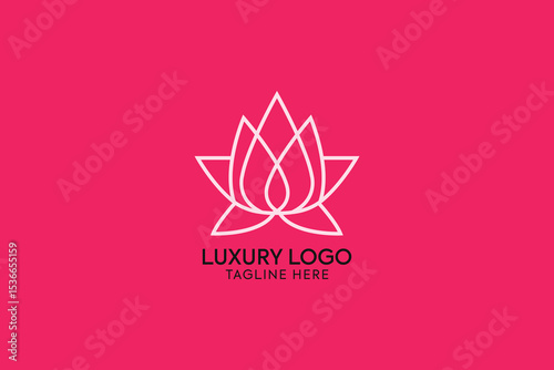 iconic minimal lineart flower logo, water lilly lineart logo for fashion, beauty, spa, parlor, flower logo, valentine wishing card flower, lotus lineart iconic logo