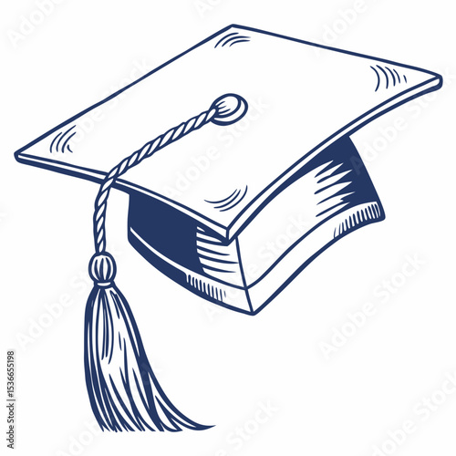 Graduation cap hand drawn illustration academic achievement success education degree ceremony