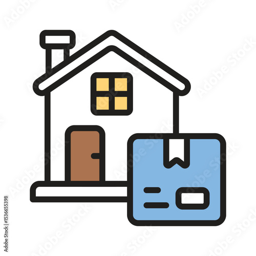 Have a look at this latest filled line style icon of home delivery