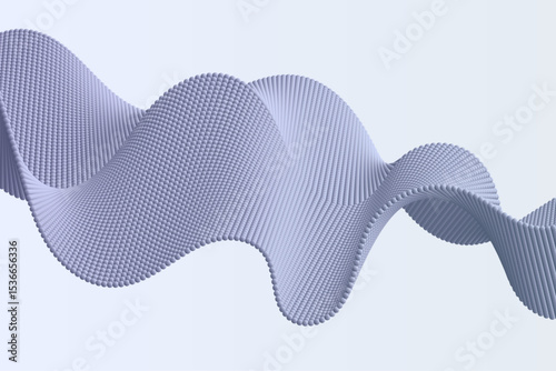 Smooth undulating wave made of small rounded particles forming a dynamic abstract volume design on a light background