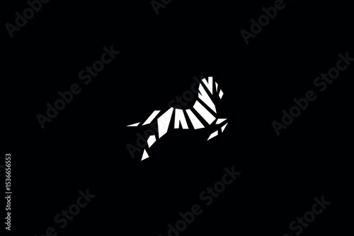 animal zebera inimal awesome trendy professional logo design template on black background.  For your business, zabera animal logo for wildlife or zoo, zabera jumping, runing icon
