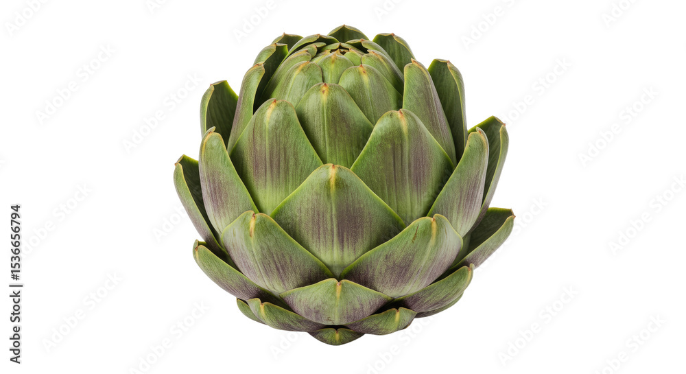 Obraz premium Fresh Artichoke Head CloseUp Against White Background