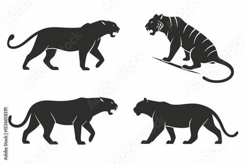 set of silhouettes of animals