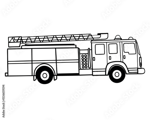 Line Drawing of a Fire Truck