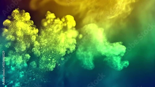 Vibrant yellow green and blue smoke plumes ideal for social media graphics and web designs seeking colorful, dynamic elements.
