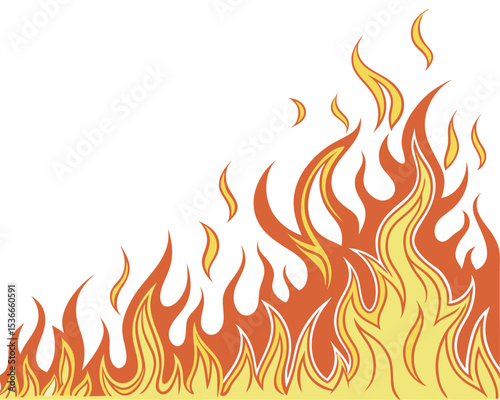 Hot Fire Frame Border Design Isolated on White Background